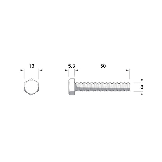 Zenith M8 x 50mm Zinc Plated Hex Head Bolts and Nuts - 2 Pack - Durable Fasteners – view 2 - Auzzistore