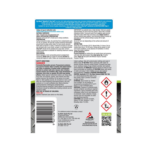 Dy-Mark Zinc Gal 400g Metal Primer Zinc Rich Grey Superior Protection – view 2 - Auzzistore
