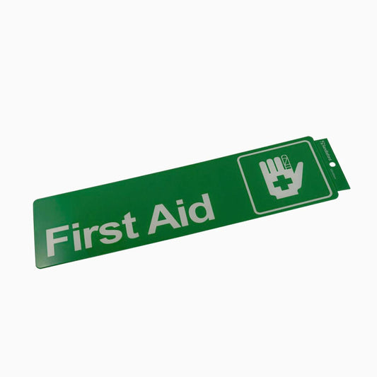 Sandleford First Aid Self Adhesive Sign - Green/White - 330mm x 95mm - Auzzistore