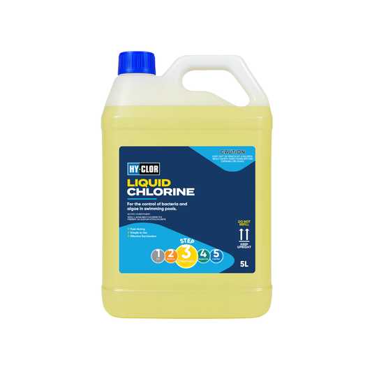 Hy Clor Liquid Chlorine 5L Sodium Hypochlorite Kills Algae Bacteria - Auzzistore