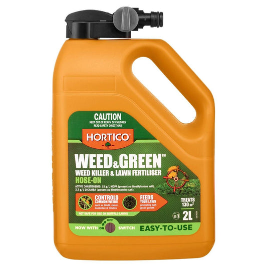 Hortico 2L Weed & Green Hose On - Weed Killer - Fertiliser - Easy Apply - Auzzistore