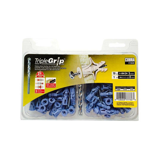 Cobra Triple Grip Anchor Screws 70 Pack - 5.0mm - Superior Holding Power