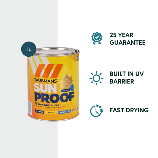 Taubmans 1L Neutral Gloss Sunproof Exterior Paint - Water-Based - UV Protection – view 2 - Auzzistore