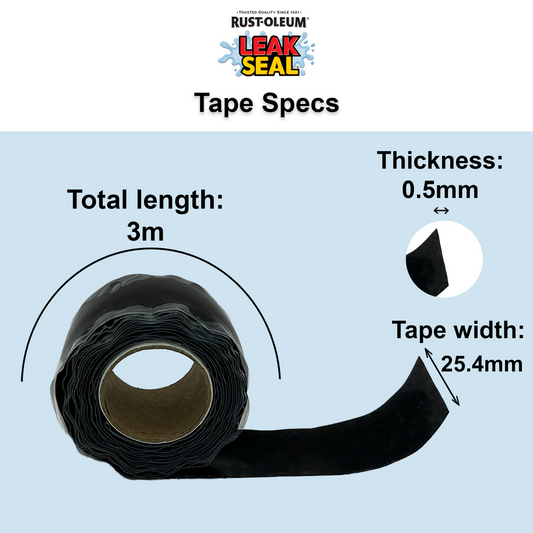Rust-Oleum LeakSeal Tape - 25.4mm x 3.04m - Self-Fusing Silicone - Watertight – view 2 - Auzzistore
