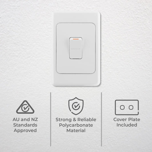 Deta Double Pole Switch - 45A - Plastic - Australian Standards Approved – view 2 - Auzzistore