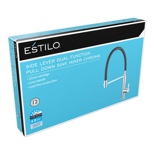 Estilo 25mm Chrome Sink Mixer - Dual Function Pull Down - Ergonomic Handle – view 2
