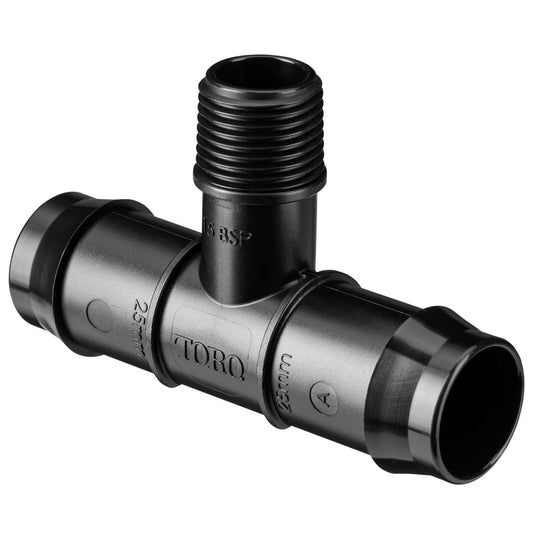 Toro 25mm Barbed Tee - 15mm Male BSP - Polypropylene - Irrigation Use - Auzzistore
