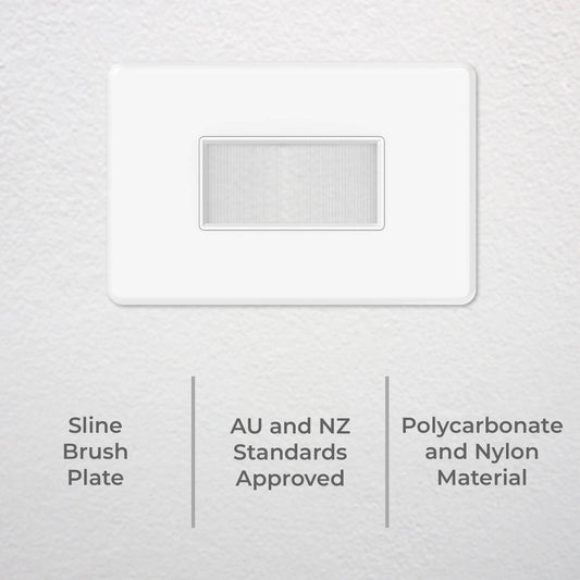 Deta S Line Brush Plate - 75mm x 4.3mm - White - Low Profile Cable Management – view 2 - Auzzistore