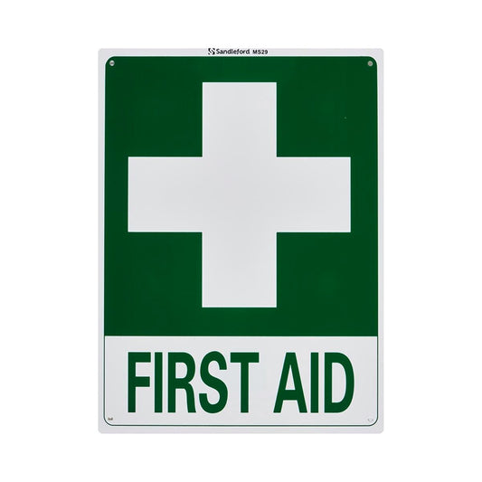 Sandleford First Aid Sign 300 x 225mm Polypropylene Weather Resistant - Auzzistore