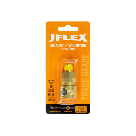 Jflex 1/4" BSP Male Twin Coupling - Durable Brass - Secure Air Hose Connection – view 2 - Auzzistore