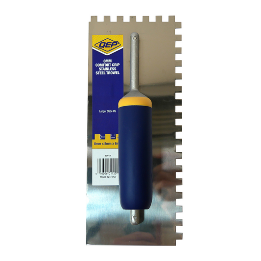 Qep 8mm Square Notch Stainless Steel Trowel - 280mm x 115mm - Durable Design – view 2 - Auzzistore