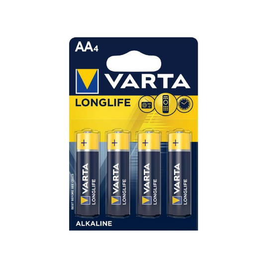 Varta AA Alkaline Batteries 4 Pack - Longlife - Plastic - Reliable Power
