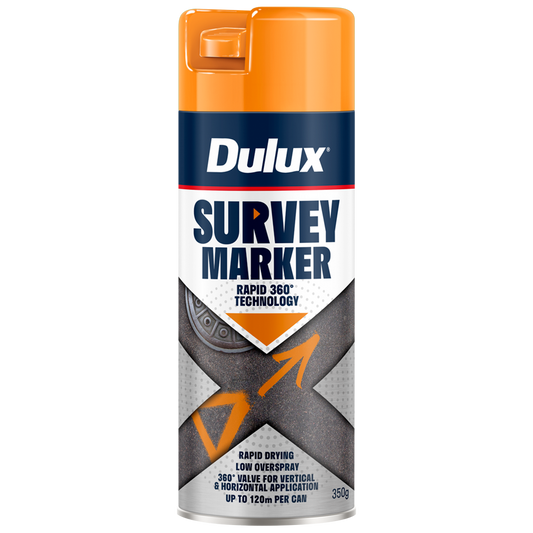 Dulux Fluoro Orange Survey Marker Spray - 350g Aerosol - High Visibility - Auzzistore