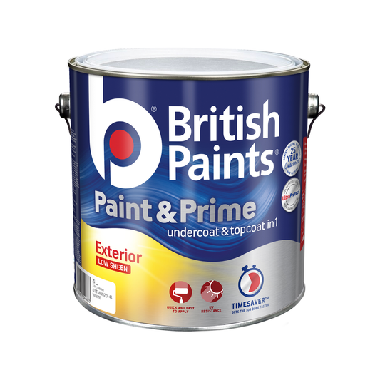 British Paints 4L White Low Sheen Exterior Paint - UV Resistant - Easy Apply