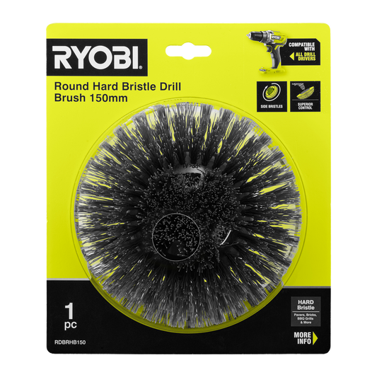 Ryobi 150mm Round Hard Bristle Brush - Tough Cleaning Tool - Durable Bristles – view 2 - Auzzistore