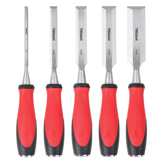 Trojan 5 Piece Chisel Set - 6mm to 32mm - Ergonomic Grip - Durable Steel – view 2 - Auzzistore