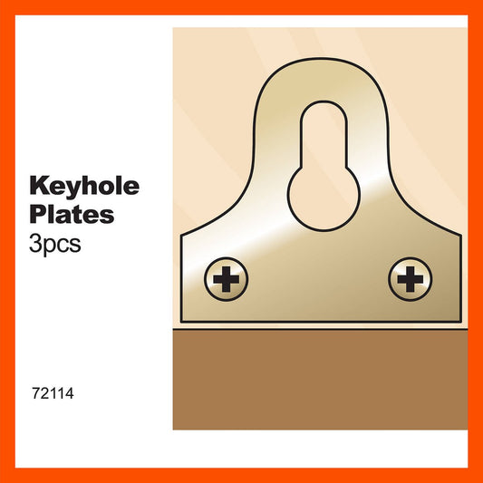 Everhang Brass Plated Keyhole Plates 3 Pack Steel Durable Easy Install – view 2
