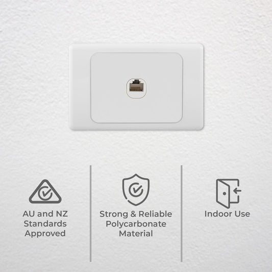 Deta Cat 6 RJ45 Outlet - 118mm x 76mm - Polycarbonate - Wall Mount – view 2 - Auzzistore