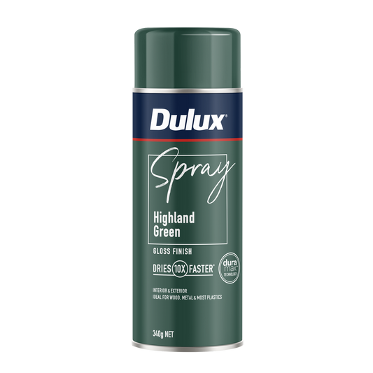 Dulux Spray Paint 340g Gloss Highland Green - Fast Drying - Self Priming