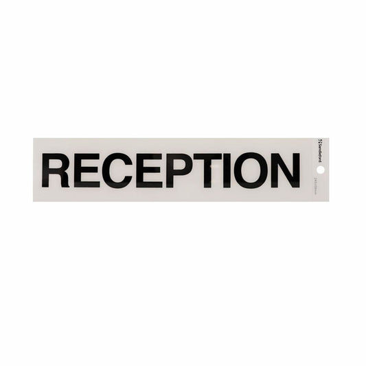 Sandleford Self Adhesive Reception Sign - 245mm x 58mm - White/Black - Auzzistore