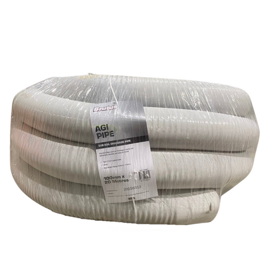 Brutus 100mm x 20m Slotted Socked Agi Pipe - Effective Drainage Solution - Auzzistore