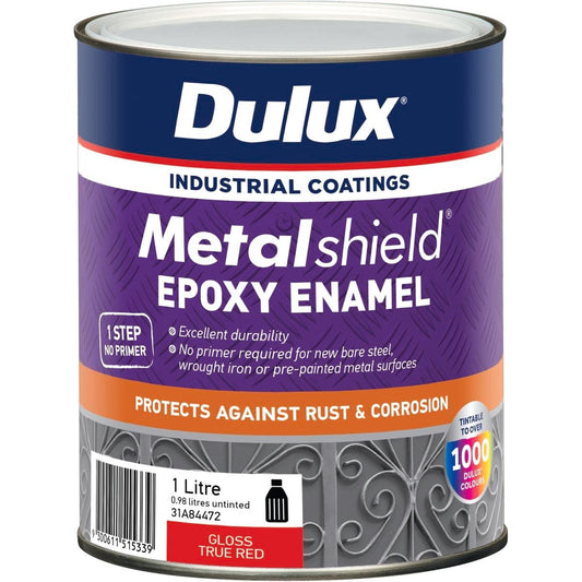 Dulux Metalshield Epoxy Enamel Gloss Paint 1L True Red Durable Finish