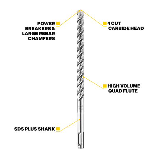 Kango SDS Plus Drill Bit - 18mm x 450mm - Solid Carbide - Low Vibration – view 2 - Auzzistore