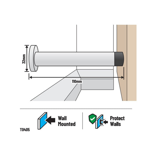 Adoored 110mm White Monument Door Stop T0405 - Wall Protection - Easy Install – view 2 - Auzzistore