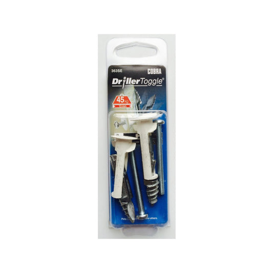 Cobra Anchor Drillertoggle Screws 5 x 50mm - 2 Pack - Silver - Durable Support - Auzzistore
