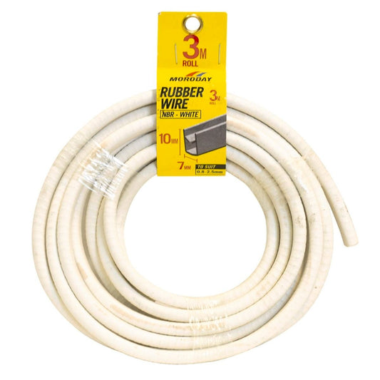 Moroday White U Channel Rubber Wire 7x10mm 3m Durable Non-Marking - Auzzistore