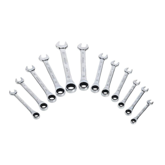 Stanley 12 Piece Spanner Set - 6 AF & 6 Metric - Steel - Ratcheting