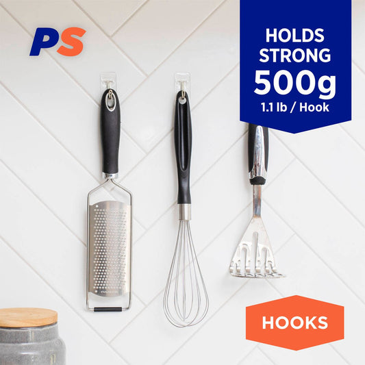 Permastik Small Clear Kitchen Hooks 30 Pack - 25mm x 40mm - Holds 500g – view 2
