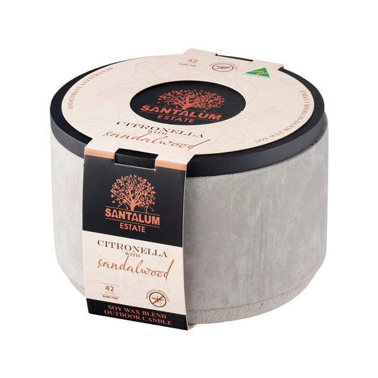 Santalum Estate Sandalwood Citronella Candle - 42 Hour Burn - Cement Grey – view 2 - Auzzistore