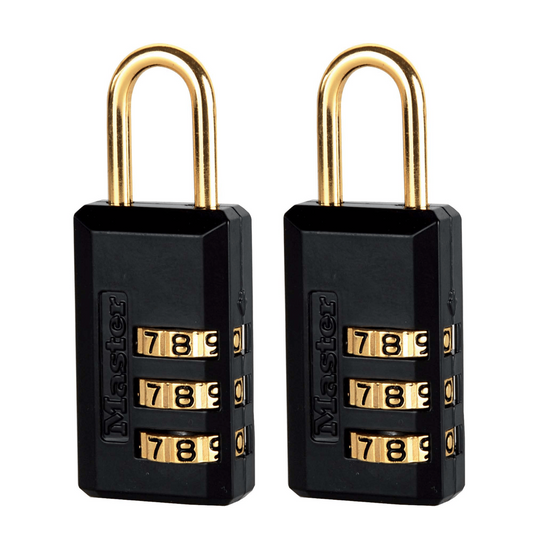 Master Lock 20mm Black Luggage Combination Padlock 2 Pack Durable Metal - Auzzistore