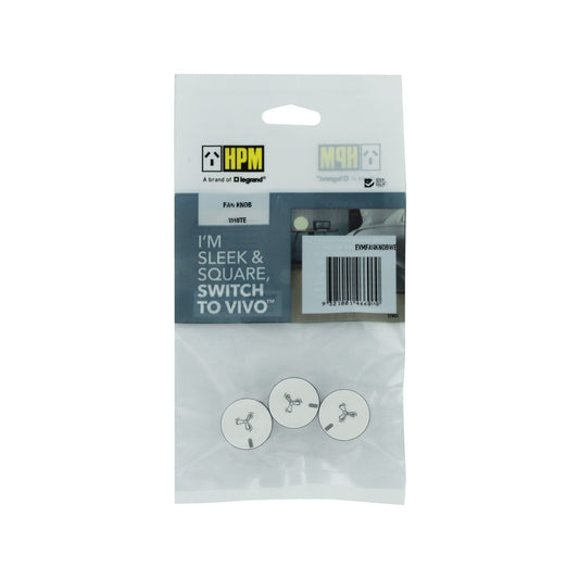 HPM White Vivo Fan Controller Knob 3 Pack - 3 Speed - 21mm x 21mm – view 2 - Auzzistore