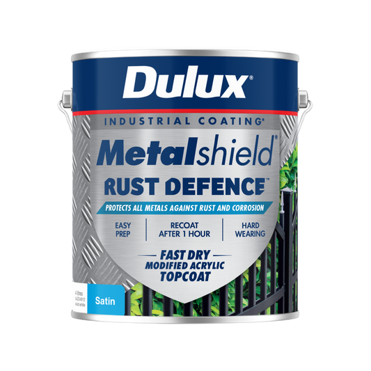 Dulux Metalshield Rust Defence - 4L - White Satin - Fast-Drying Topcoat - Auzzistore