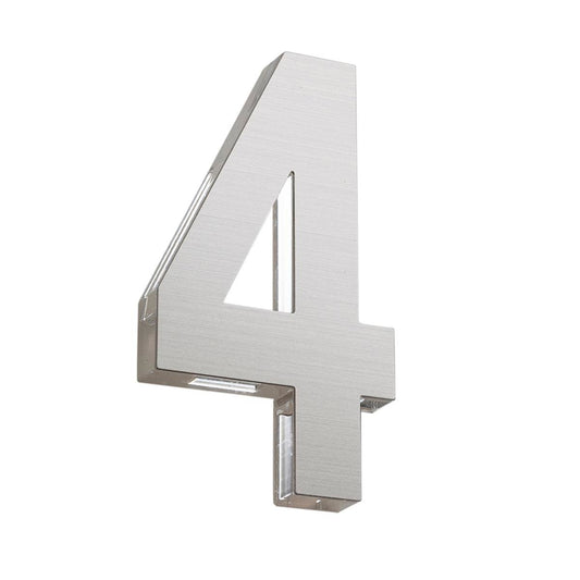 Sandleford 120mm Stainless Steel House Number 4 - Silver - Easy Installation