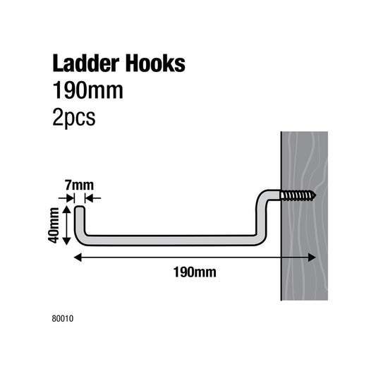 Everhang Ladder Storage Hooks - 190mm x 42mm - Steel PVC Coated - 2 Pack – view 2