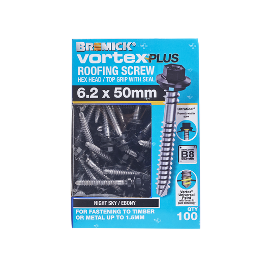 Bremick Vortex Plus Roofing Screw 6.2 x 50mm Hex - Box of 100 - Watertight – view 2 - Auzzistore