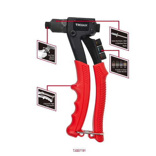 Trojan Rivet Gun - 8 Inch - Aluminium/Steel/Stainless Steel - DIY Use – view 2 - Auzzistore