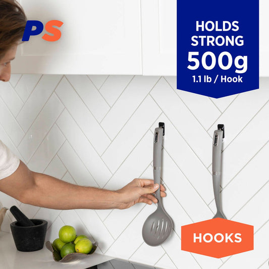 Permastik Small Black Kitchen Hooks 9 Pack - 22mm x 40mm - Holds 500g – view 2