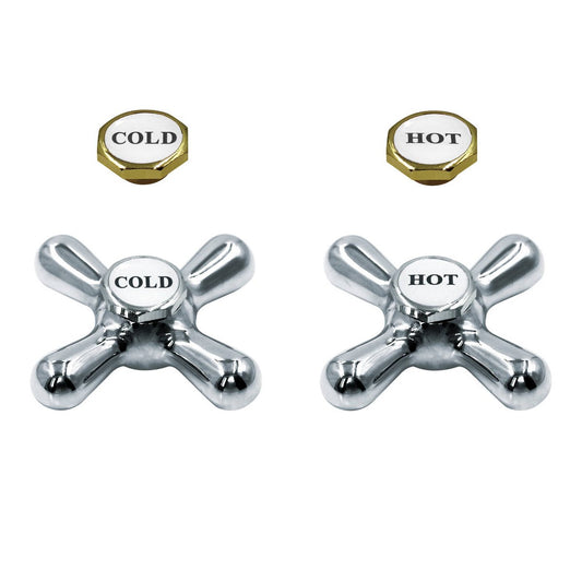 Shaw Mason Chrome Federation Cross Handle Pair - 112mm x 179mm - Brass