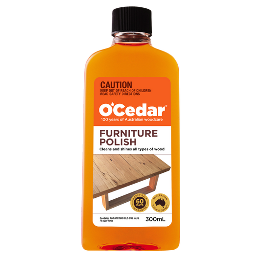O'Cedar Furniture Polish 300ml Liquid Wood Care Nourishes Prevents Cracking