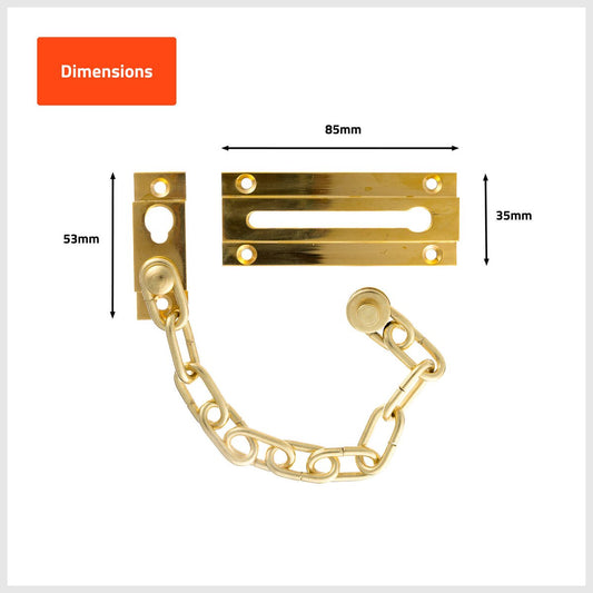 Taskmaster Security Door Chain - 32mm x 80mm - Solid Brass - Easy Install – view 2 - Auzzistore
