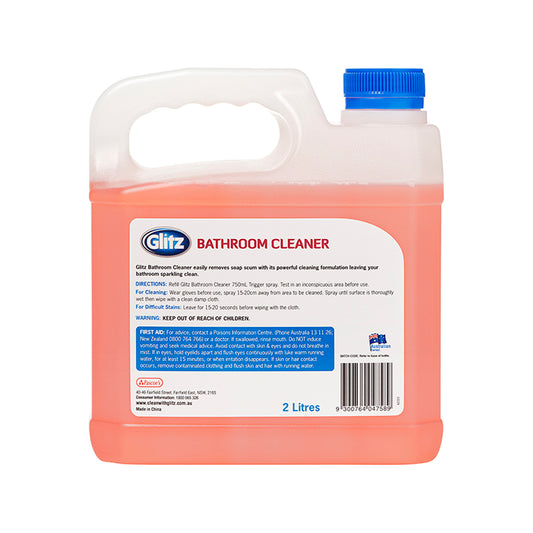 Glitz Bathroom Cleaner - 2L HDPE Plastic - Disinfects Without Rinsing