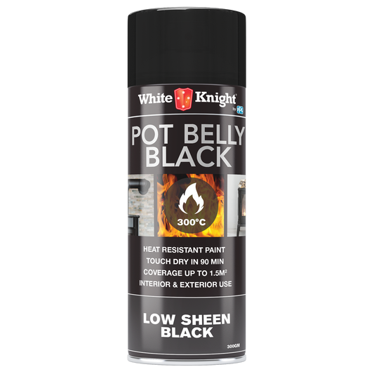 White Knight Hi Temp Spray Paint 300g Black Low Sheen Durable Finish - Auzzistore