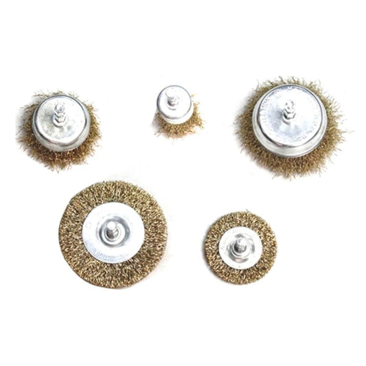 Craftright 5 Piece Wire Brush Set - Brass Steel - Durable Cleaning Tools