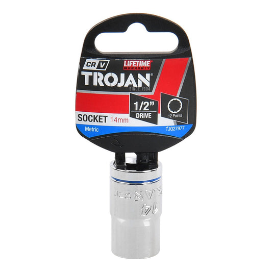 Trojan 14mm Socket 1/2" Drive - Chrome Vanadium - Durable - 12-Point Design – view 2 - Auzzistore