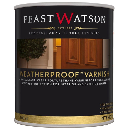 Feast Watson Weatherproof Varnish - 500ml - Clear - Solvent Based - UV Protection - Auzzistore