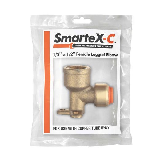 Smartex Copper Female Lugged Elbow - 15 x 15mm - Push-Fit - Lead-Free Brass – view 2 - Auzzistore